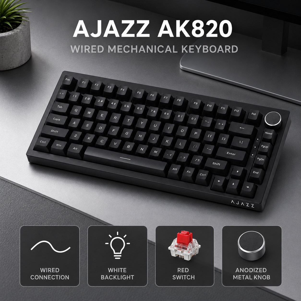 Gaming Keyboard Hot Swappable - Tastiera meccanica da gaming AJAZZ AK820